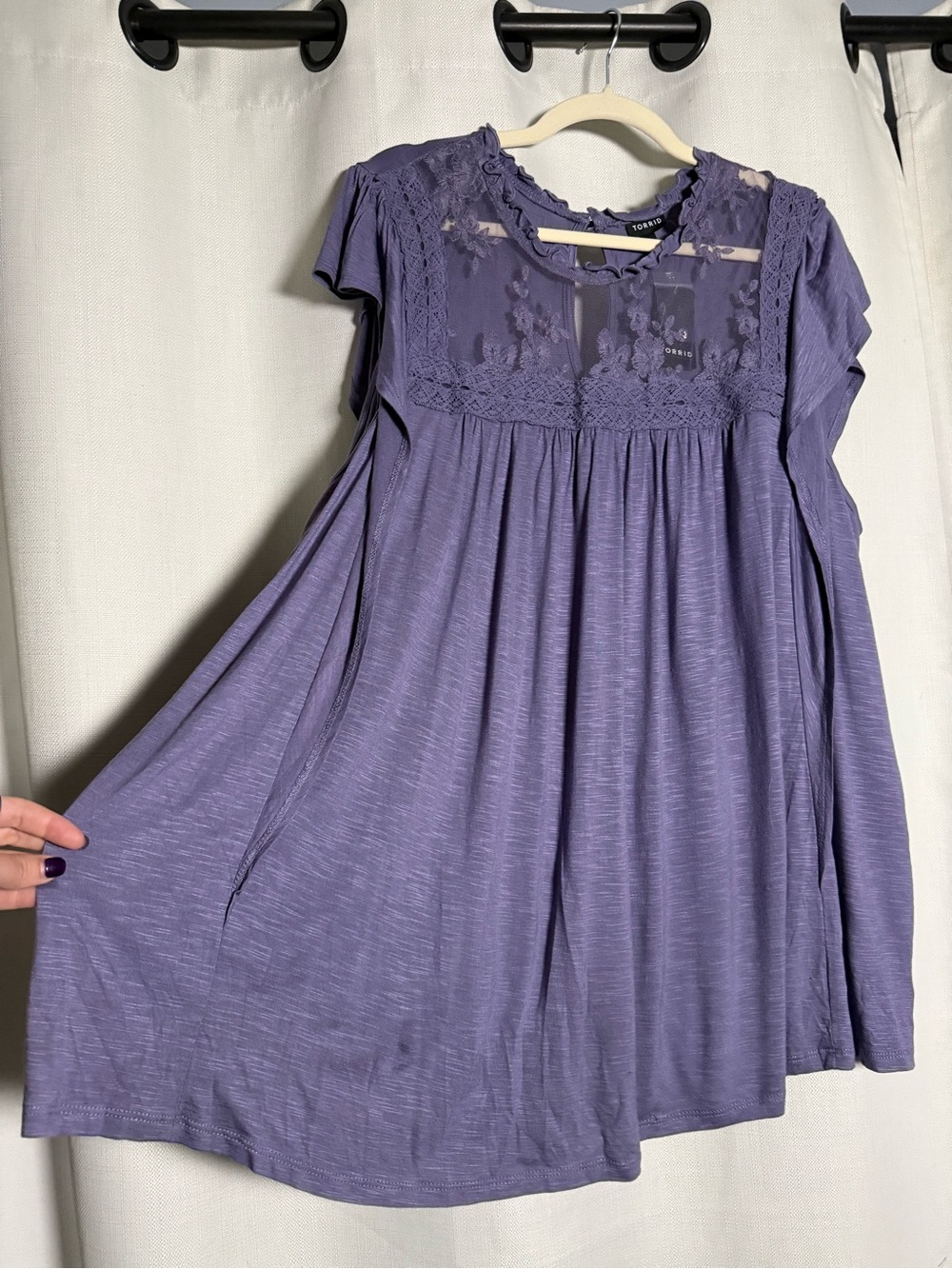 Torrid K Heron Lace Insert Flutter Short Sleeve Top Size 3X - Picture 5 of 9